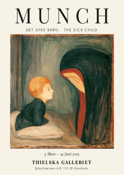 Det Syke Barn poster featuring Edvard Munch's emotional art style with muted colors and expressive figures