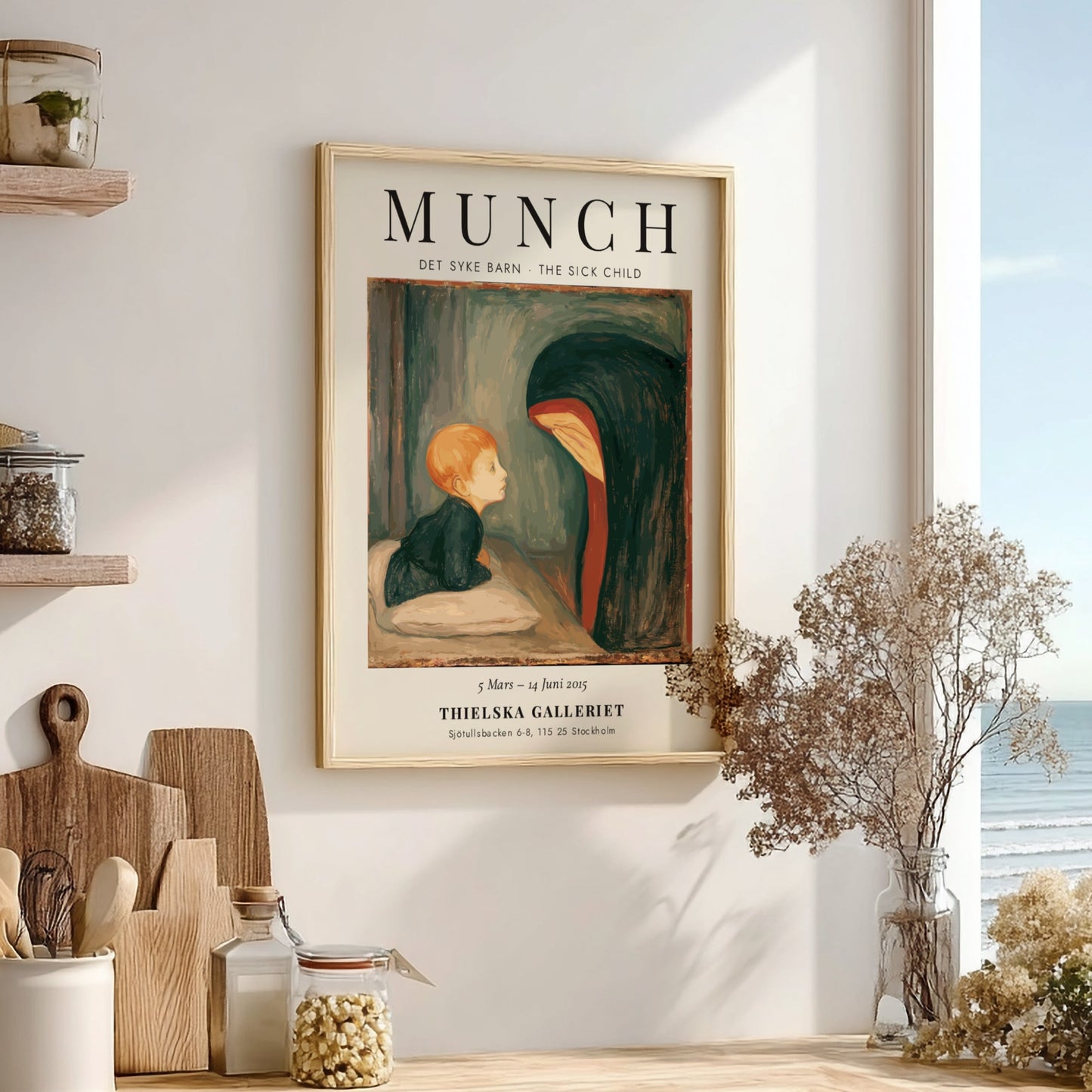 Det Syke Barn poster featuring Edvard Munch's emotional art style with muted colors and expressive figures