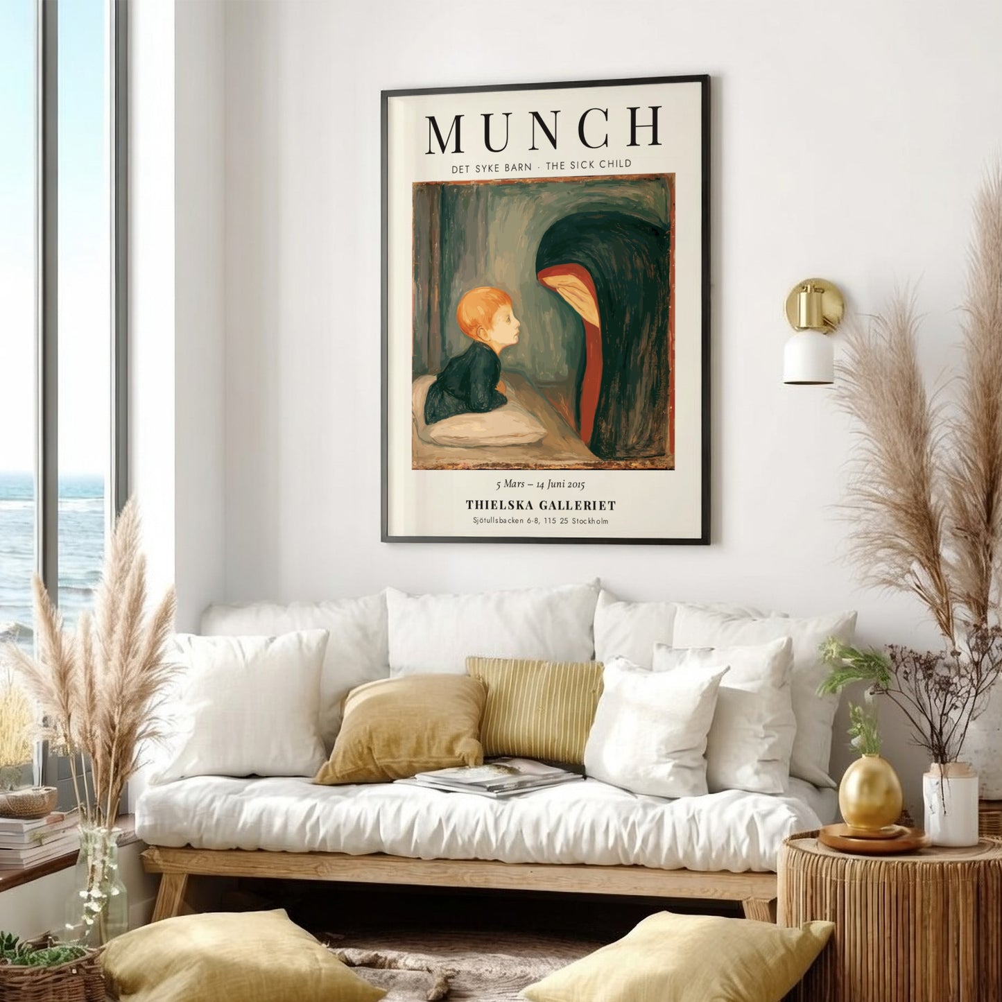 Det Syke Barn poster featuring Edvard Munch's emotional art style with muted colors and expressive figures