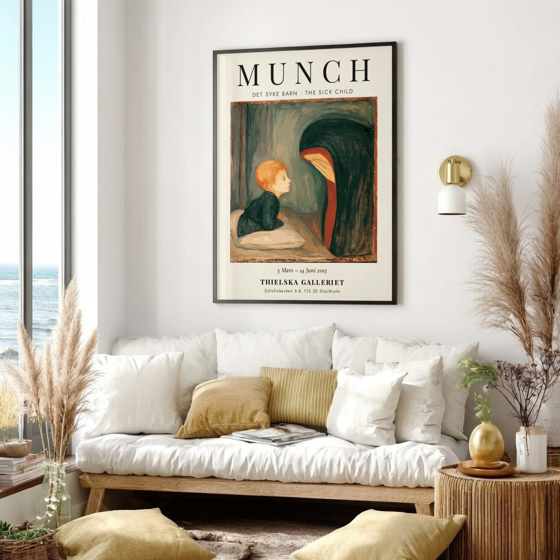 Det Syke Barn poster featuring Edvard Munch's emotional art style with muted colors and expressive figures