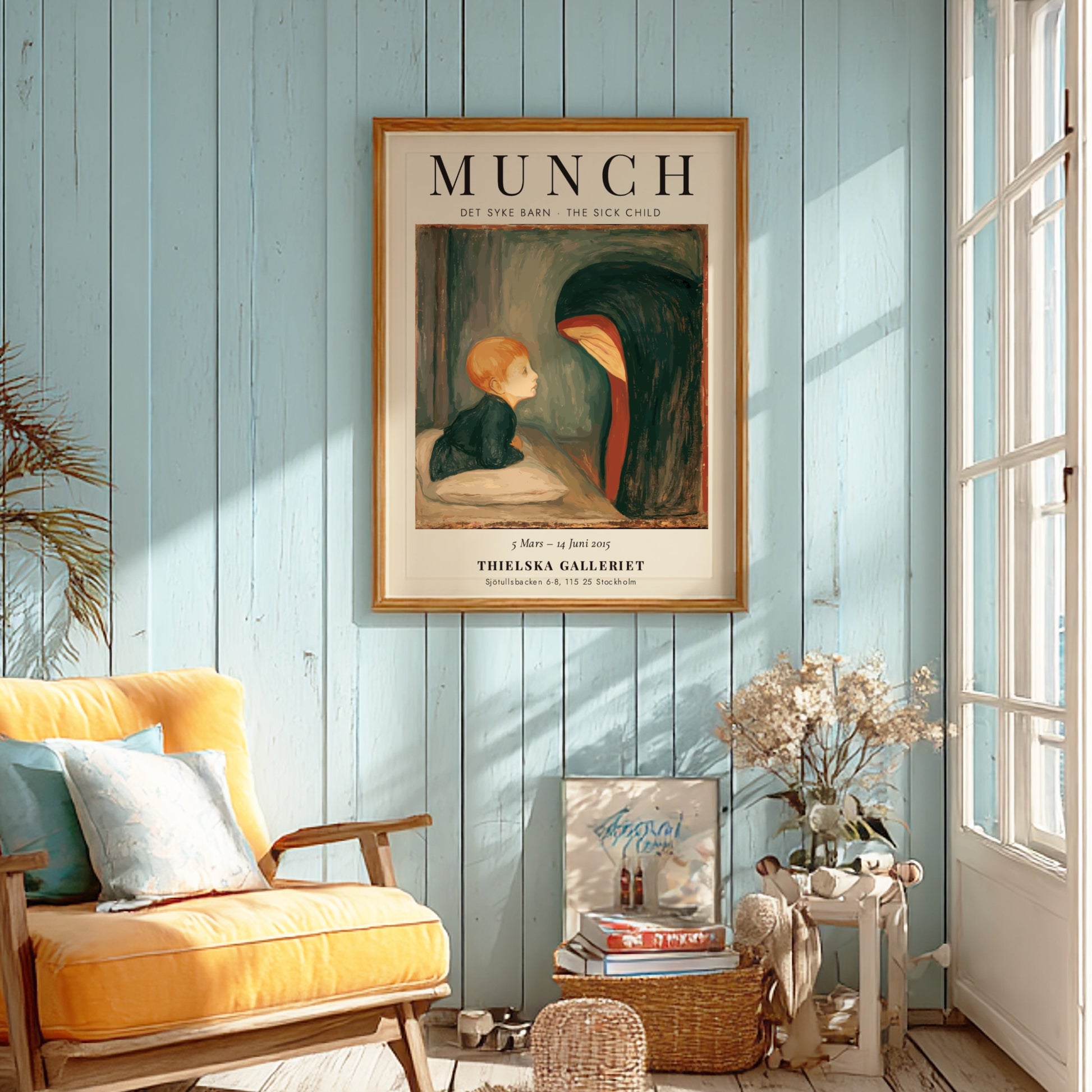 Det Syke Barn poster featuring Edvard Munch's emotional art style with muted colors and expressive figures