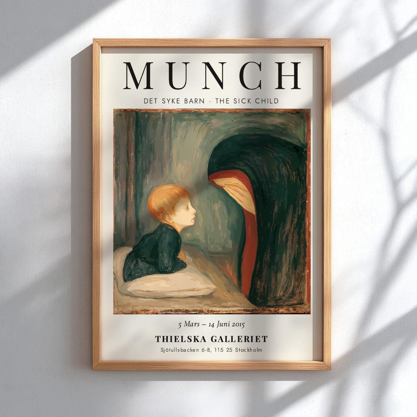 Det Syke Barn poster featuring Edvard Munch's emotional art style with muted colors and expressive figures