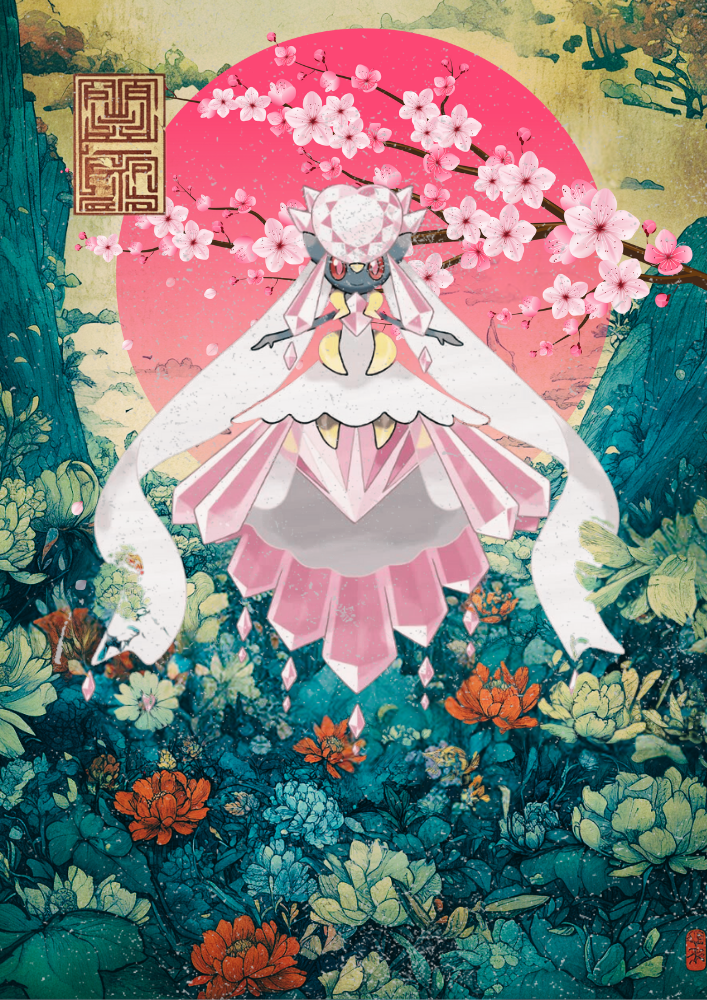 Diancie Poster: Japanese Style Legendary Pokemon Inspired Anime Artwork, Pokemon TCG Diancie