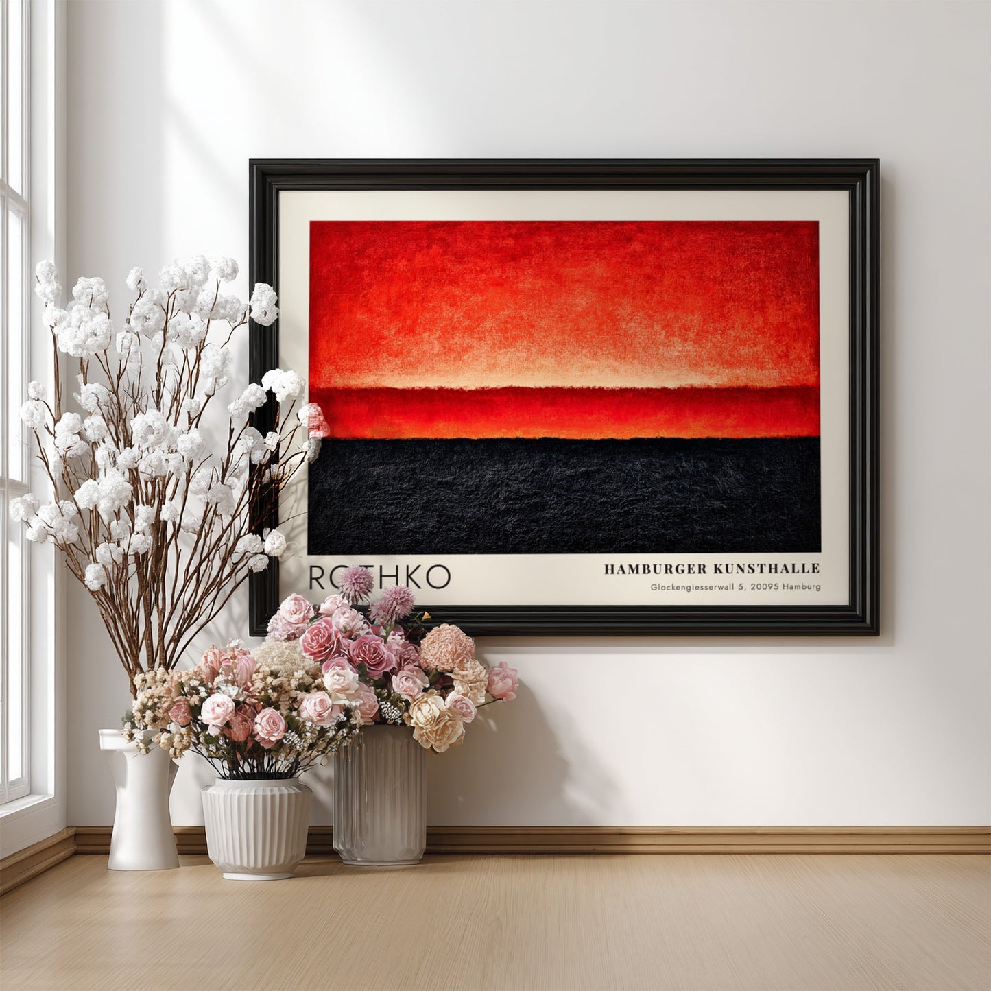 Wall art poster of Mark Rothko Seagram Murals exhibition at the Hamburger Kunsthalle gallery.