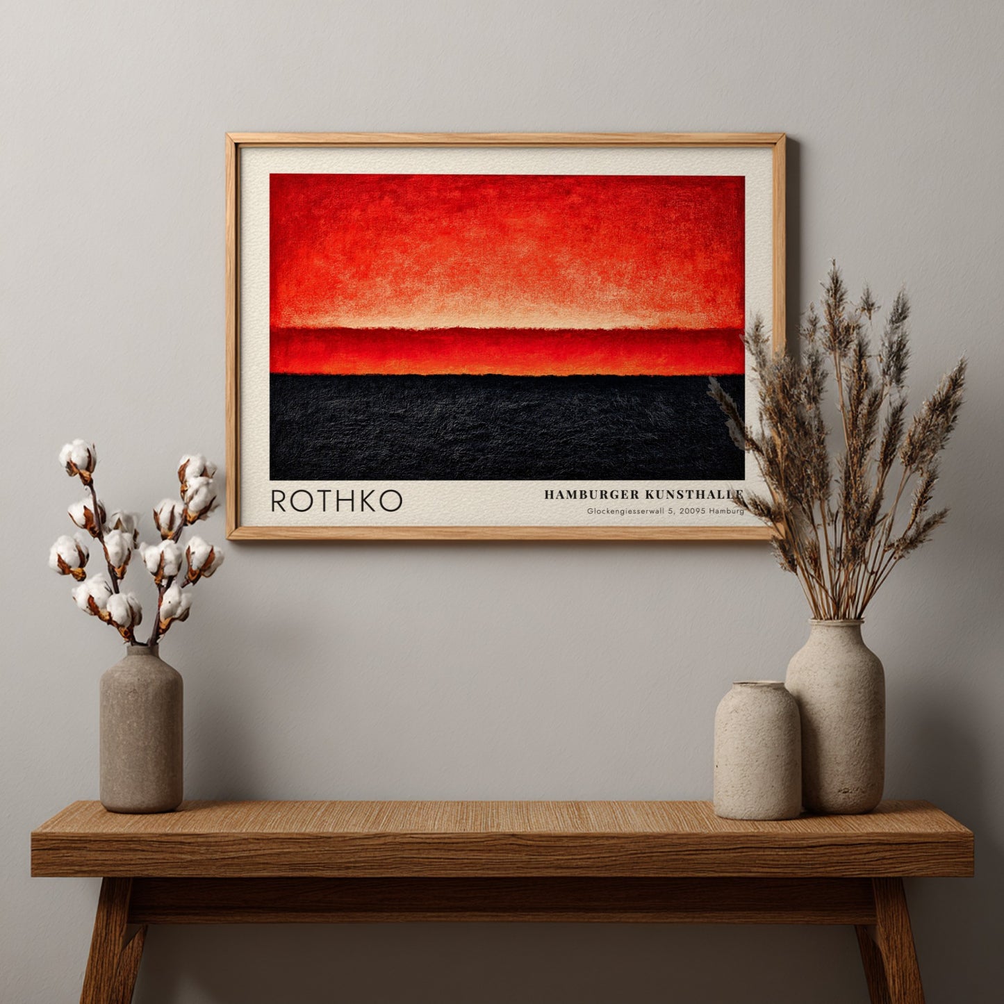Wall art poster of Mark Rothko Seagram Murals exhibition at the Hamburger Kunsthalle gallery.