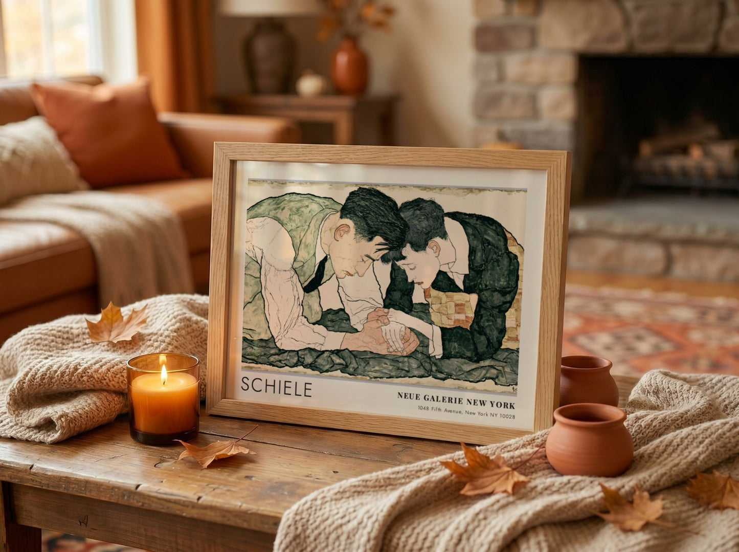 Wall art poster featuring Egon Schiele Die Umarmung art from Neue Galerie New York