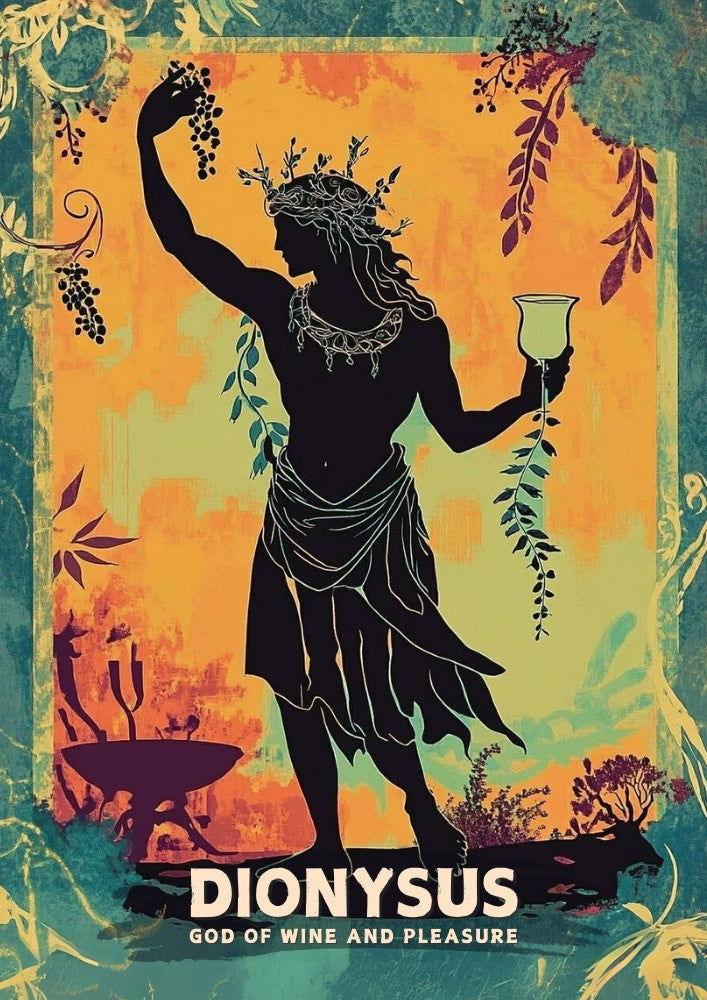 Dionysus God Poster, Greek God Dionysus, God of Wine and Pleasure, Greek Mythology