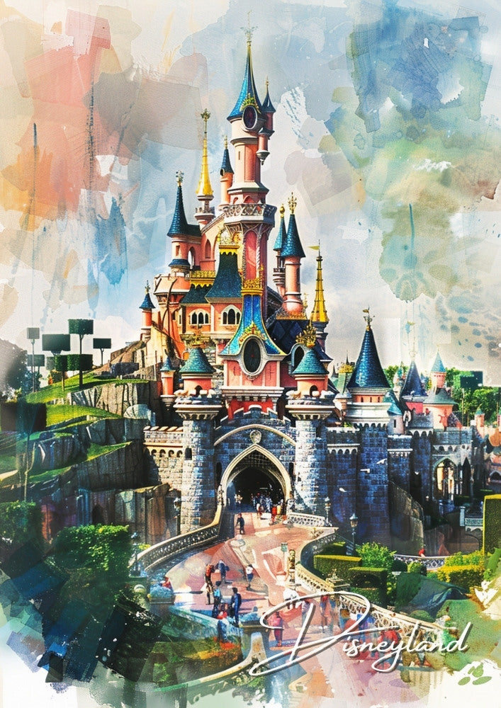 Europe DISNEYLAND POSTER - WATERCOLOR ARTWORK