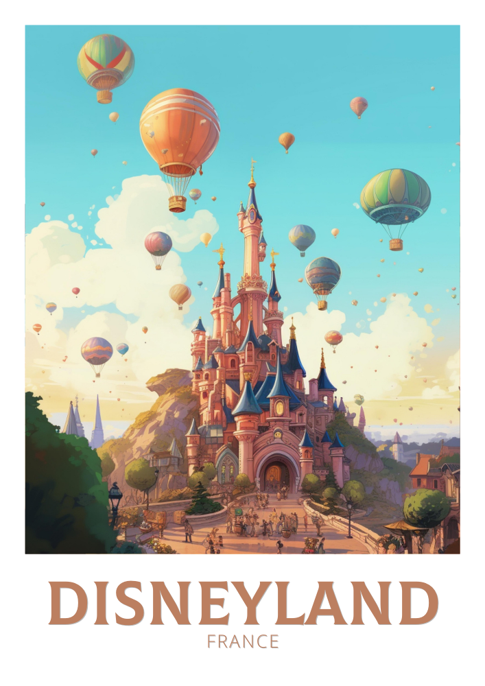 Europe DISNEYLAND TRAVEL POSTER - PARIS ARTWORK
