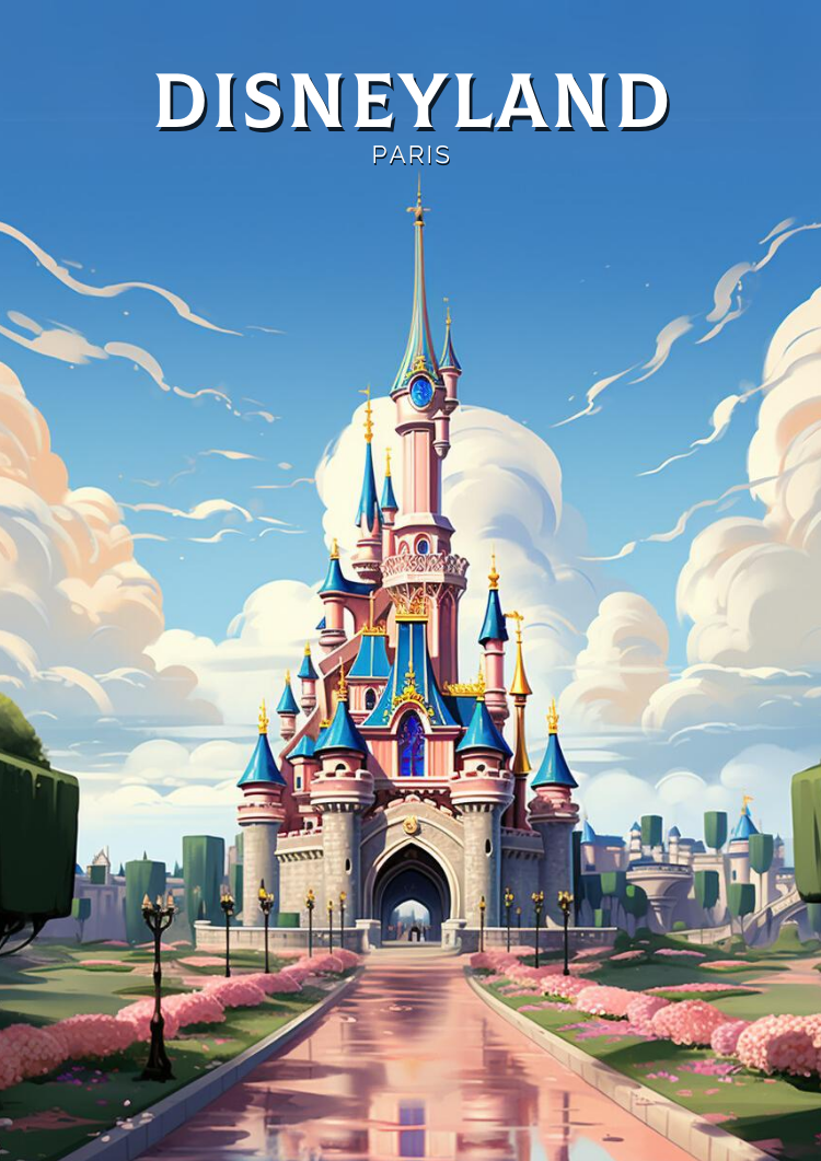 Europe DISNEYLAND TRAVEL PRINT - PARIS ARTWORK