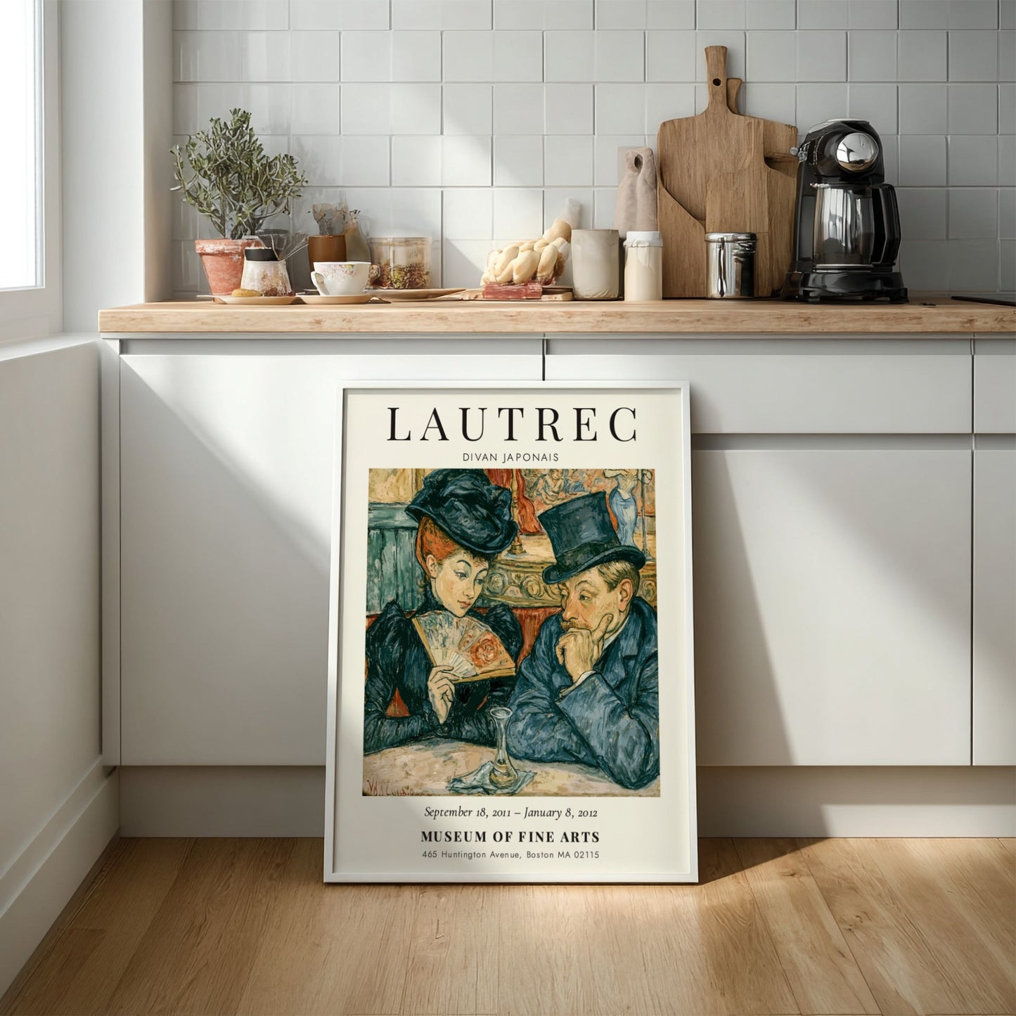 Divan Japonais poster featuring Toulouse-Lautrec's vibrant art style with rich colors and elegant figures