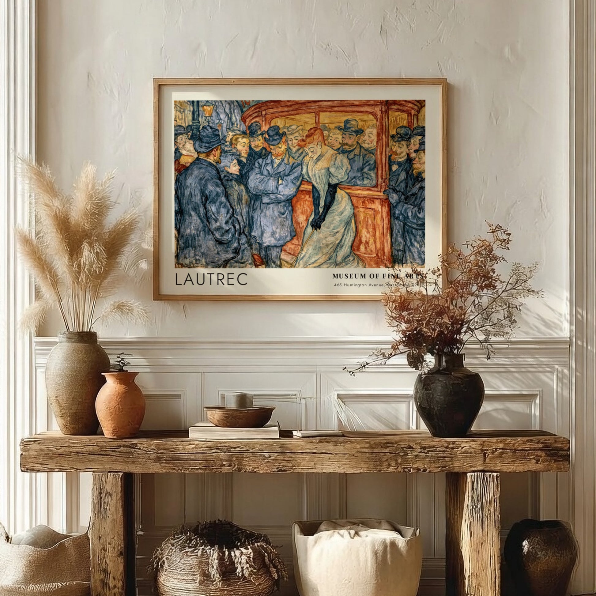Wall art poster featuring a Lautrec cafe scene with Museum of Fine Arts text