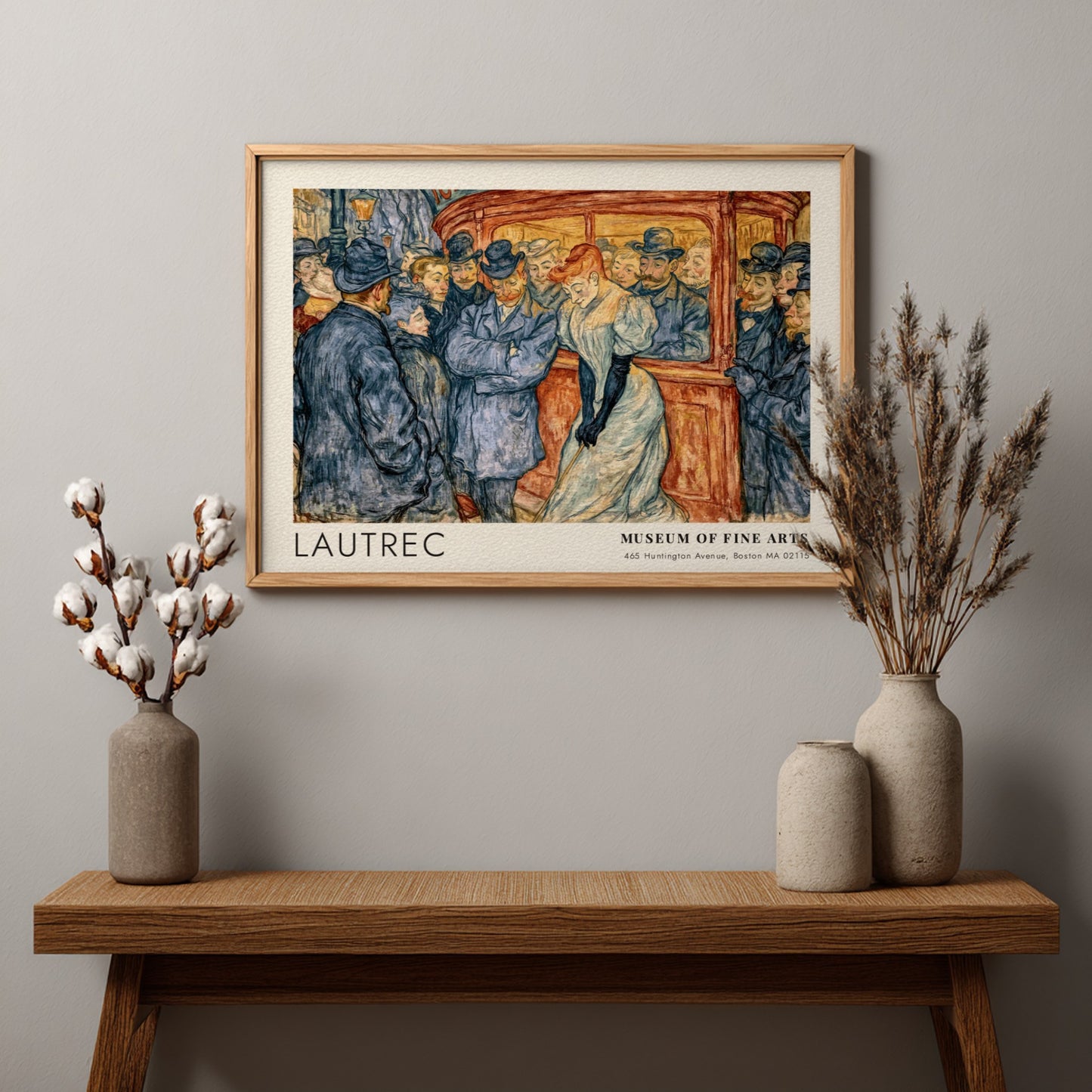 Wall art poster featuring a Lautrec cafe scene with Museum of Fine Arts text