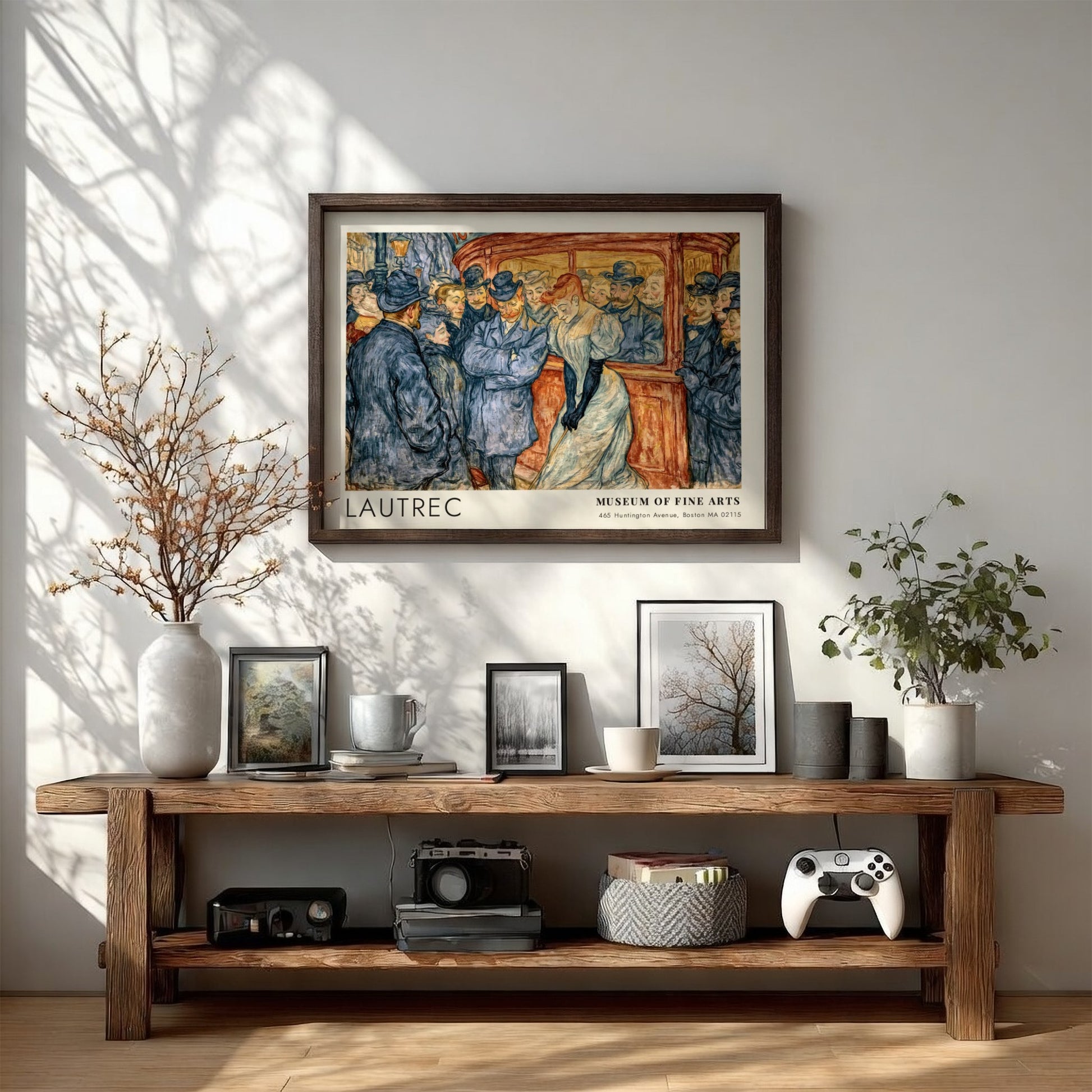 Wall art poster featuring a Lautrec cafe scene with Museum of Fine Arts text