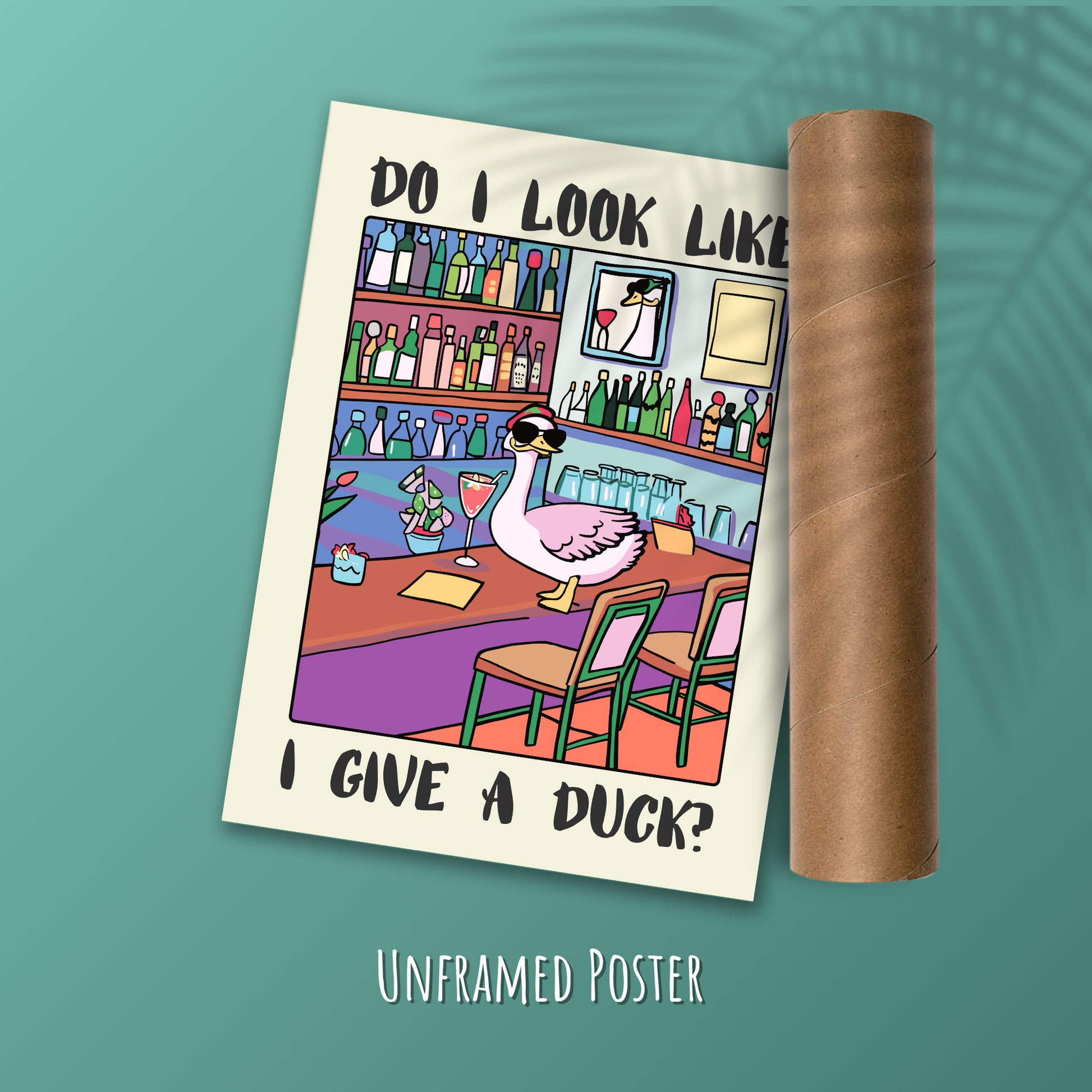 Funny Duck Bar Poster, Quirky Animal Wall Art, Vintage Bar Decor, Humorous Drinking Print