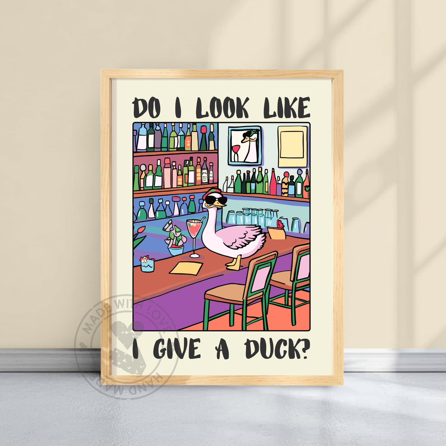 Funny Duck Bar Poster – Vintage Bar Decor, Humorous Drinking Print, Retro Pub Sign
