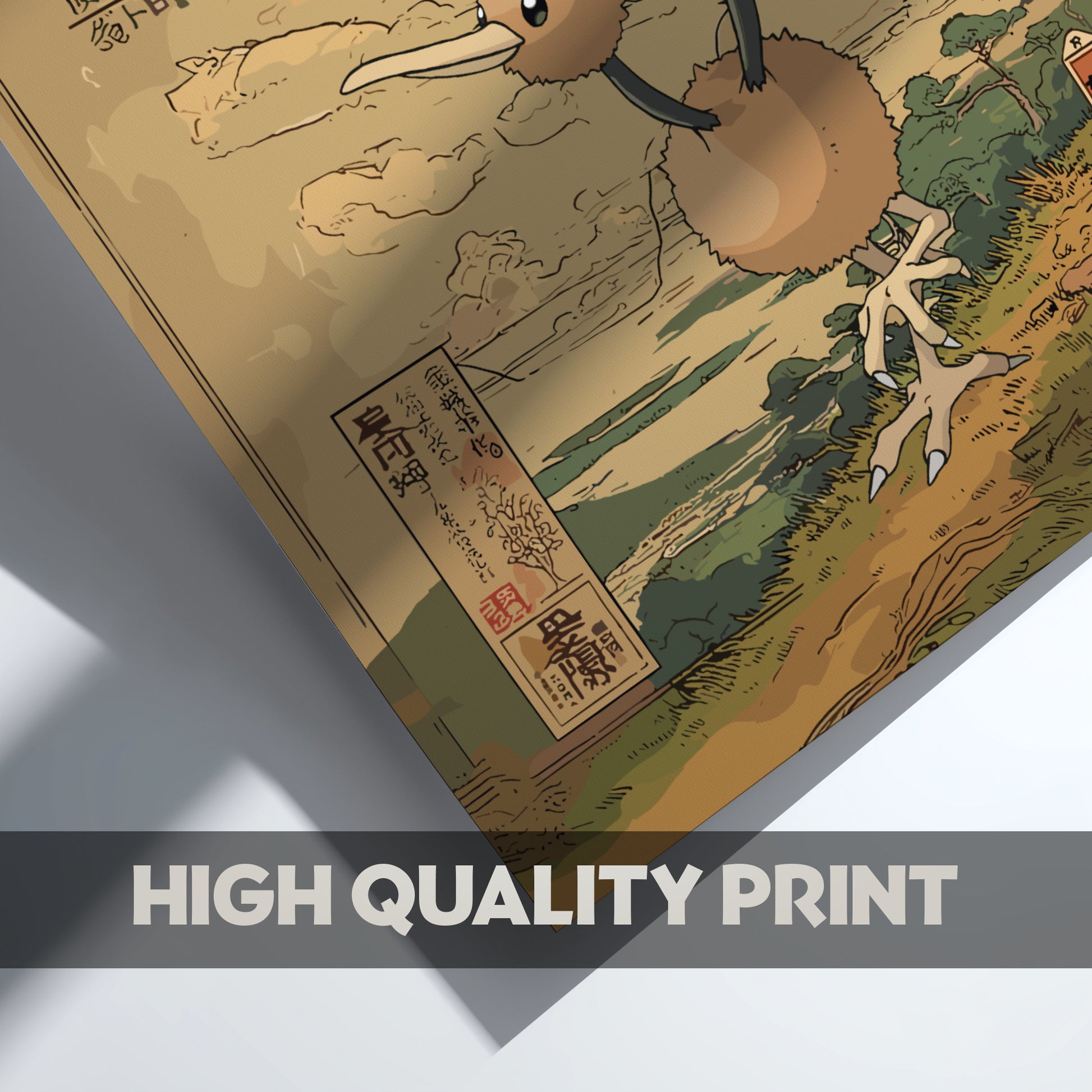Doduo Pokemon on a map with 'High Quality Print' text overlay