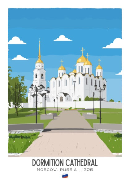 Dormition Cathedral Moscow Art - The Golden Dome Masterpiece Wall Print