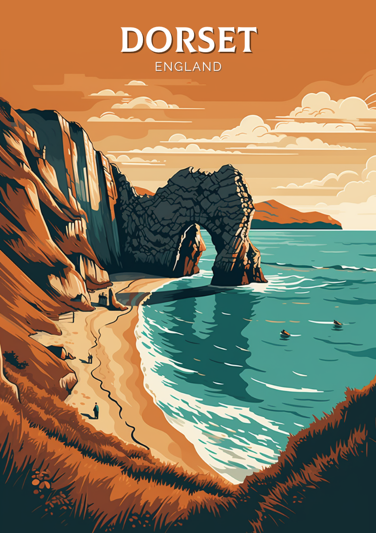 Europe DORSET TRAVEL PRINT - ENGLAND ARTWORK
