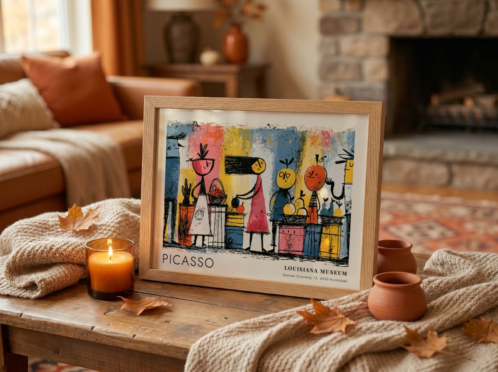 Dove of Peace wall art print featuring vibrant colors and playful characters by Pablo Picasso