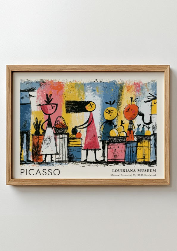 Dove of Peace wall art print featuring vibrant colors and playful characters by Pablo Picasso