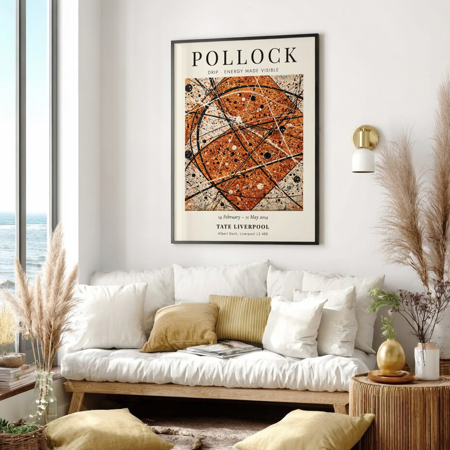 Wall art poster featuring Jackson Pollock Drip Energy Made Visible exhibition with abstract lines