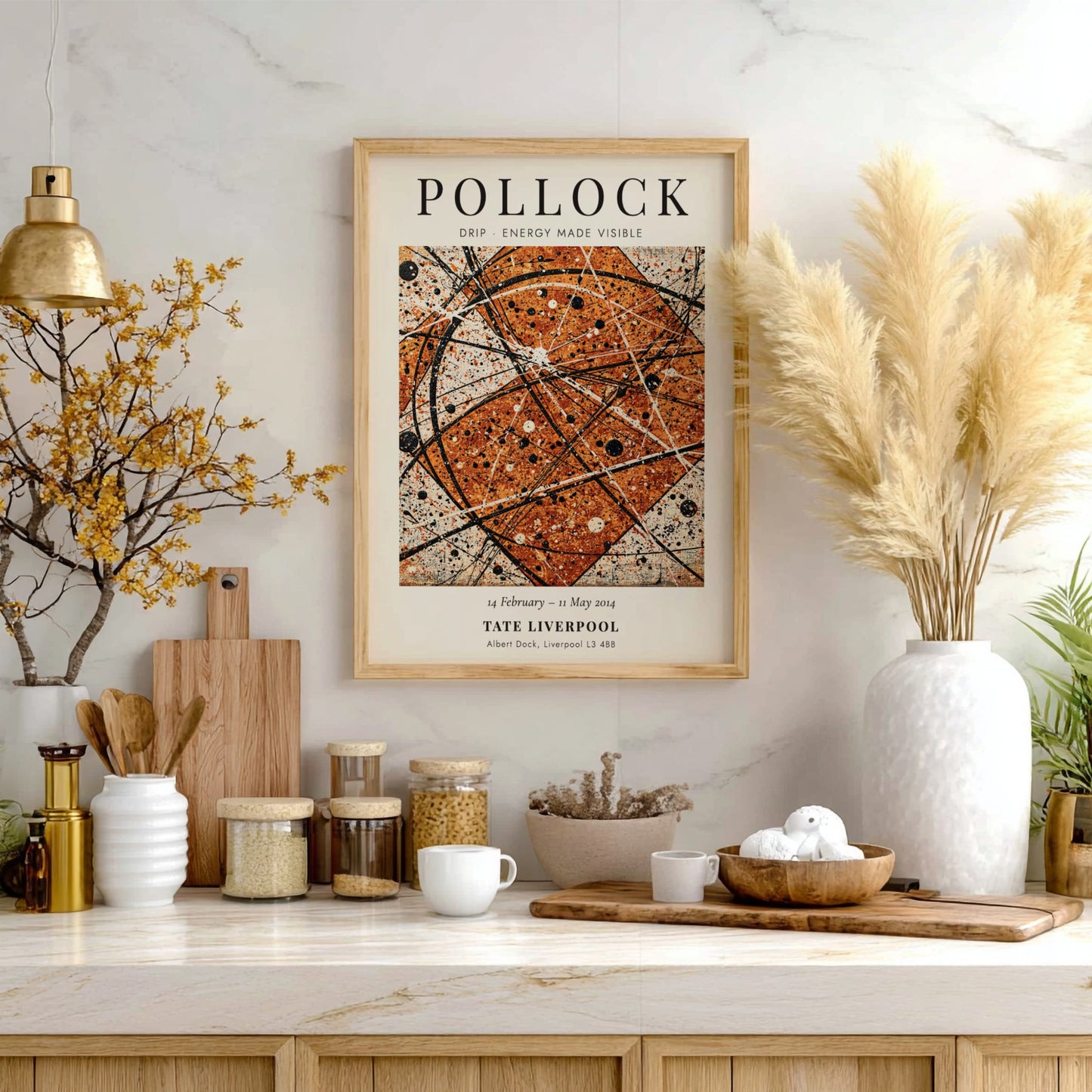 Wall art poster featuring Jackson Pollock Drip Energy Made Visible exhibition with abstract lines