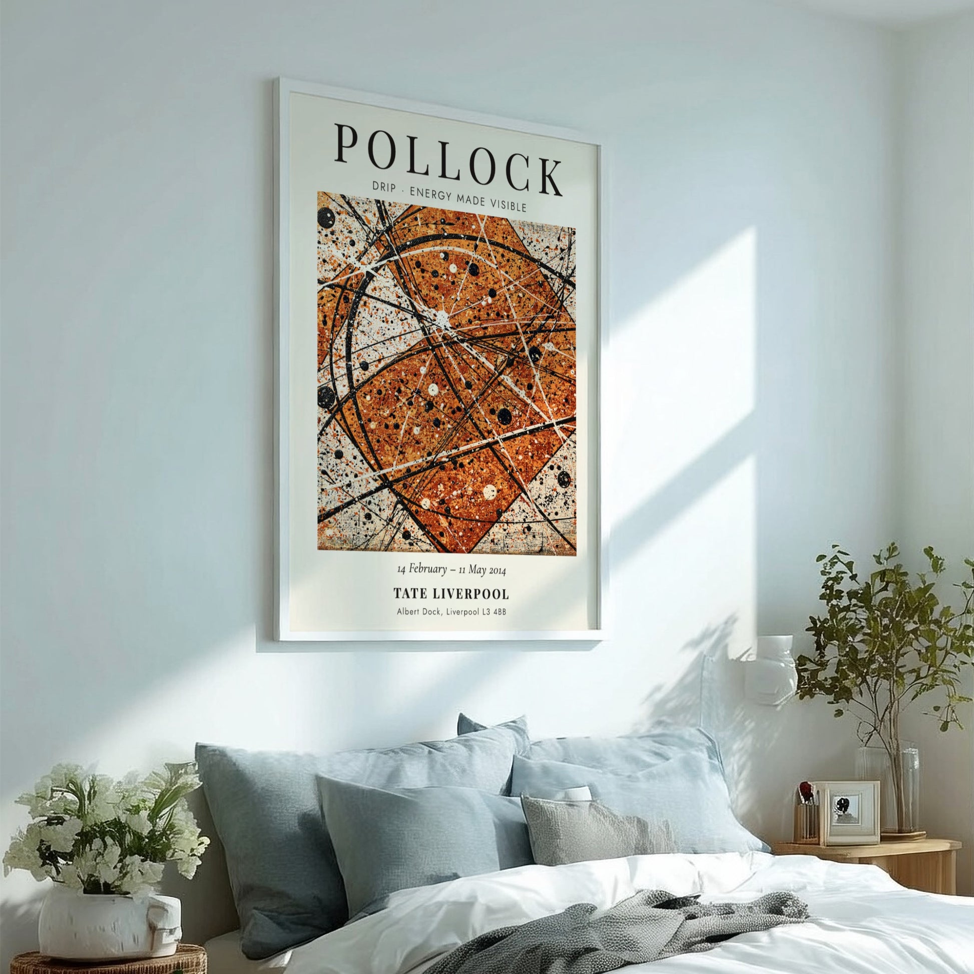 Wall art poster featuring Jackson Pollock Drip Energy Made Visible exhibition with abstract lines