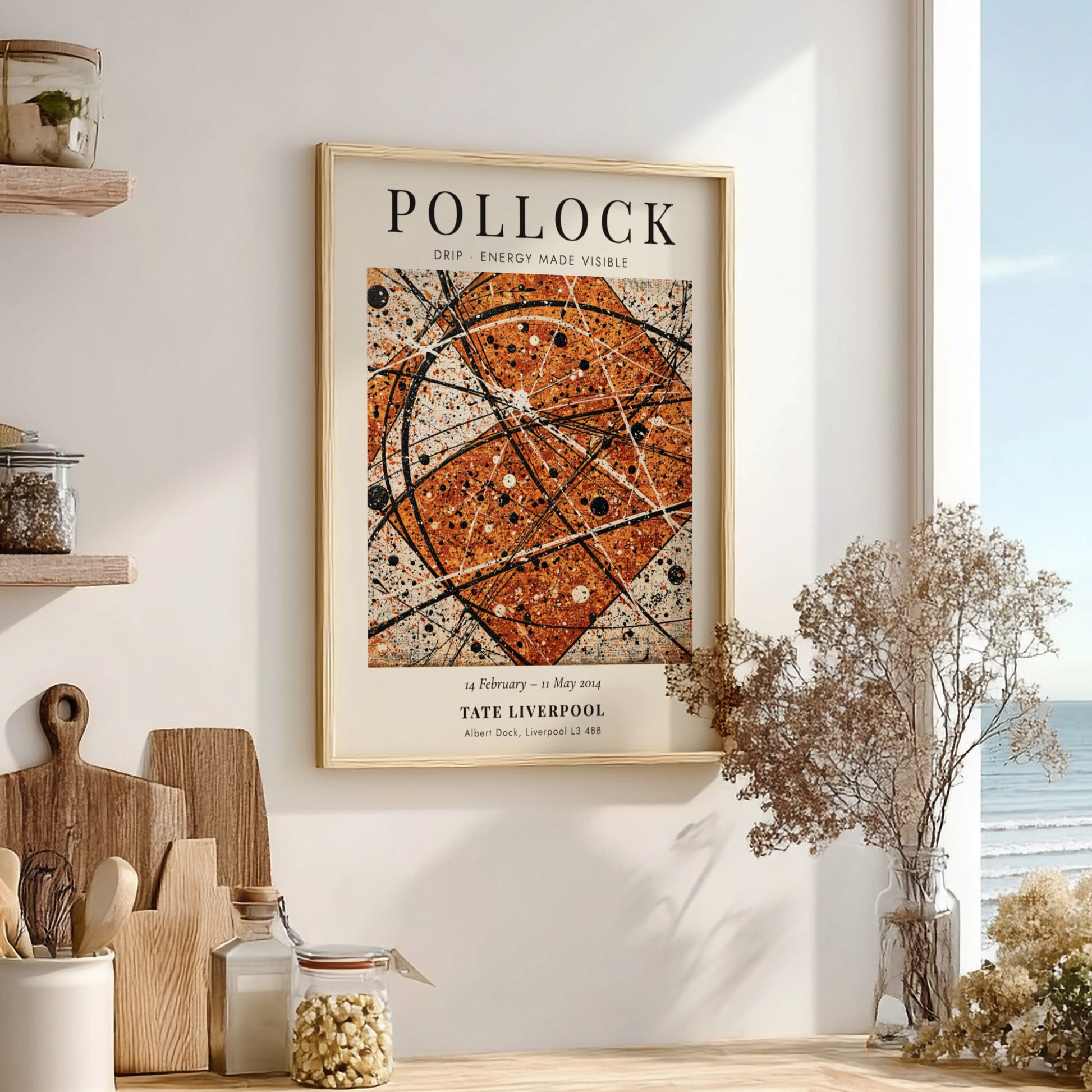 Wall art poster featuring Jackson Pollock Drip Energy Made Visible exhibition with abstract lines
