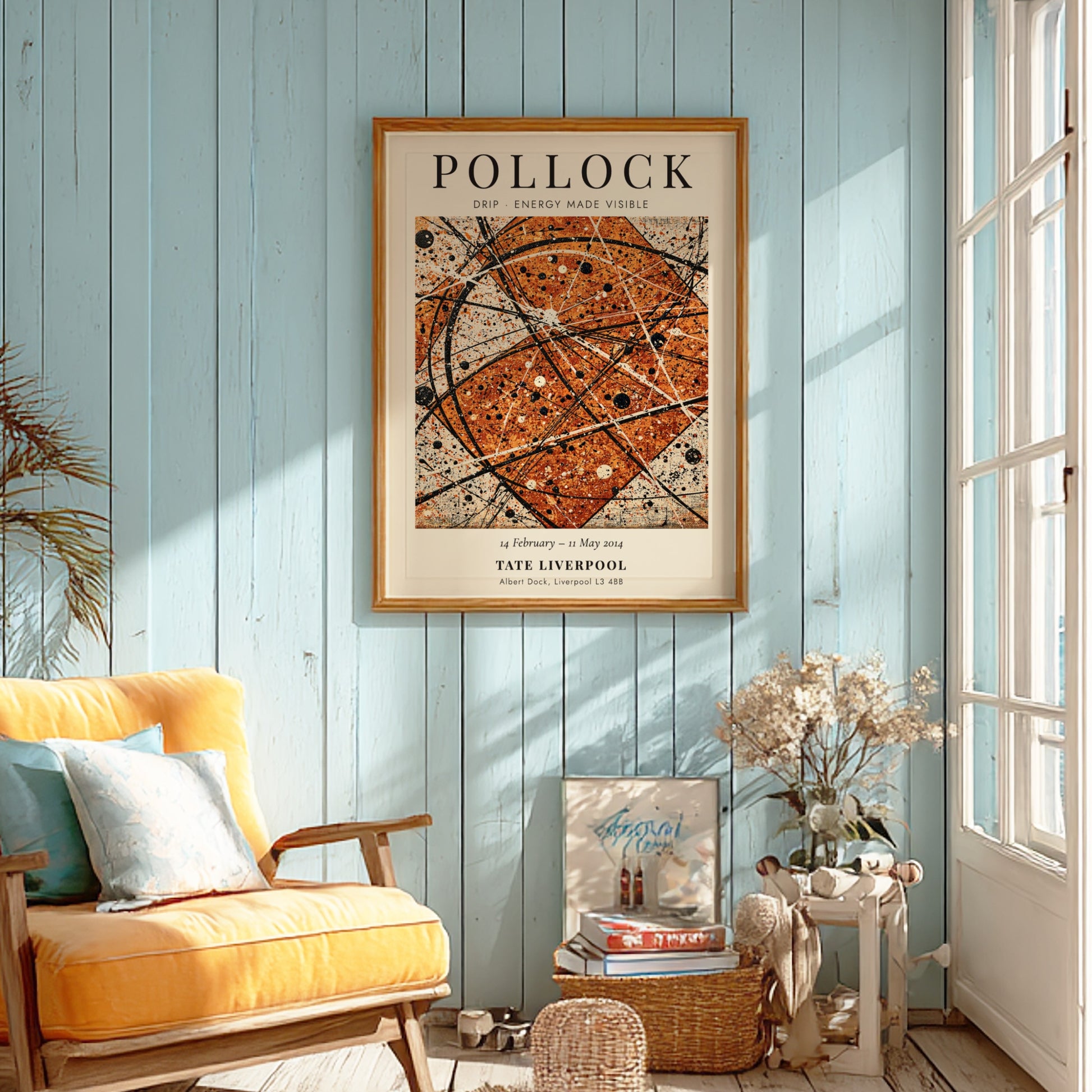 Wall art poster featuring Jackson Pollock Drip Energy Made Visible exhibition with abstract lines