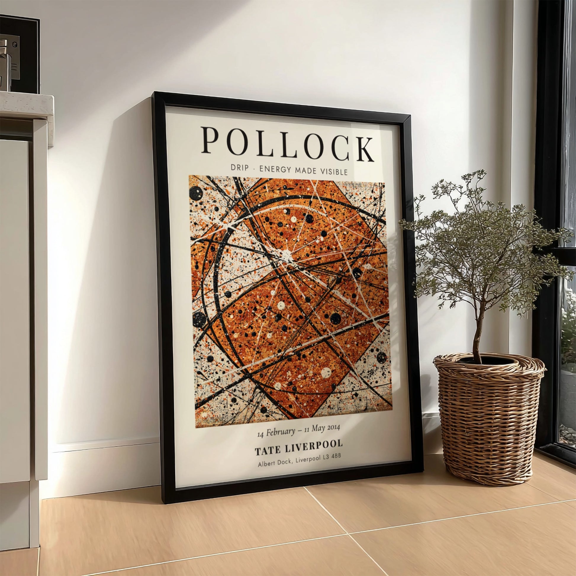 Wall art poster featuring Jackson Pollock Drip Energy Made Visible exhibition with abstract lines