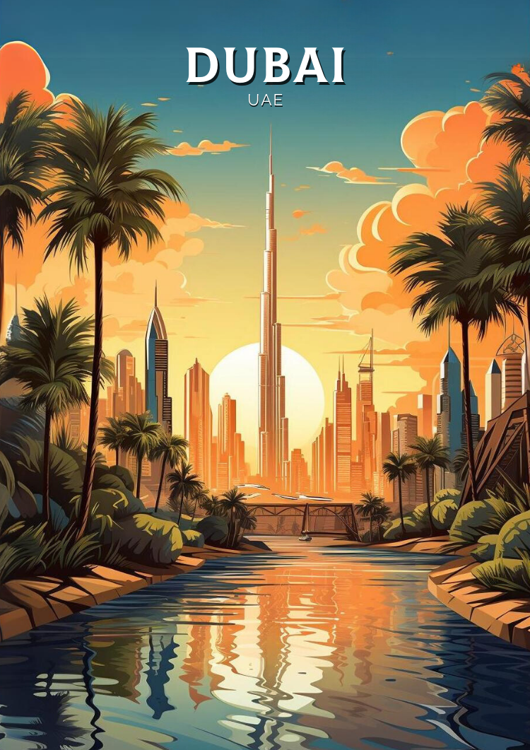 Asian DUBAI POSTER - RETRO PRINT