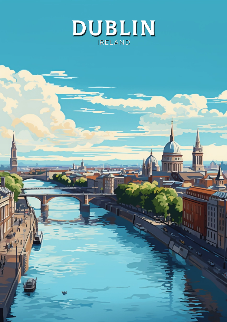 Europe DUBLIN TRAVEL PRINT - IRELAND ARTWORK