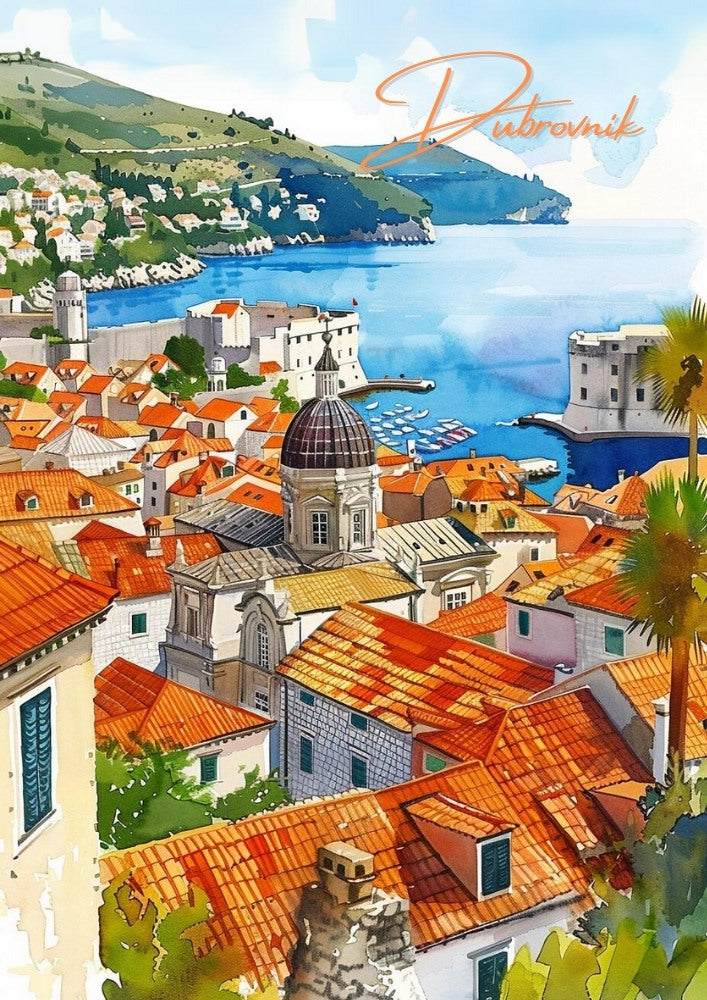 Europe DUBROVNIK TRAVEL PRINT - CROATIA ARTWORK