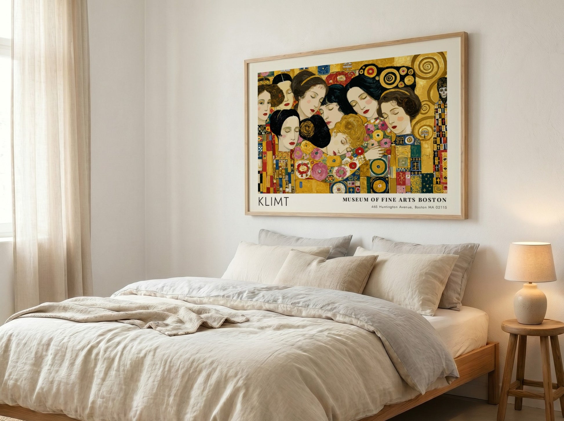 Dunkel und Gold wall art print featuring Klimt's floral design in gold and vibrant colors