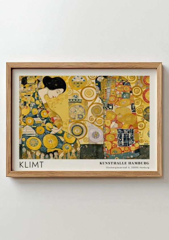 Dunkel und Gold Klimt wall art print featuring gold tones and intricate patterns