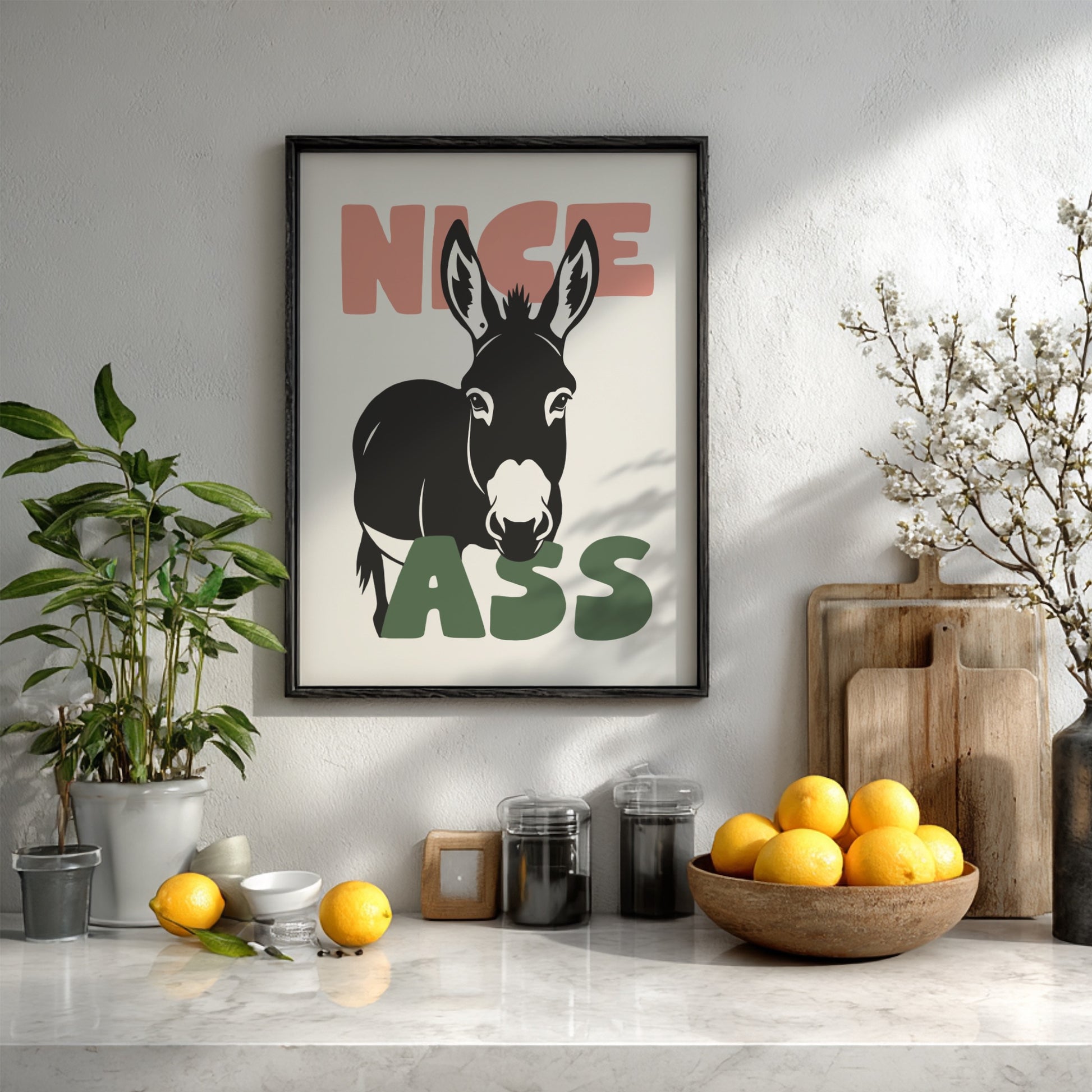 Cheeky Silhouette Modern Art - The Dunkey "Nice Ass" Wall Print