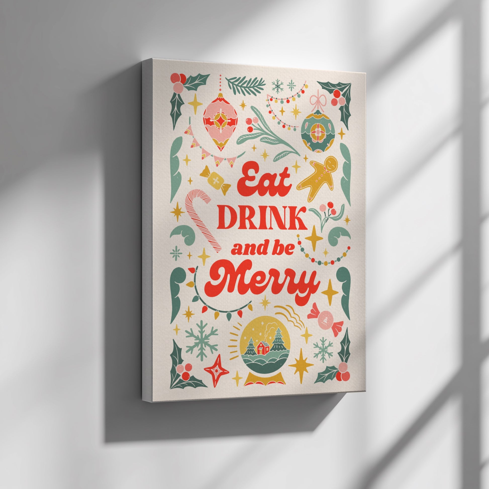 Eat Drink and Be Merry Poster - Festive Holiday Wall Art Print