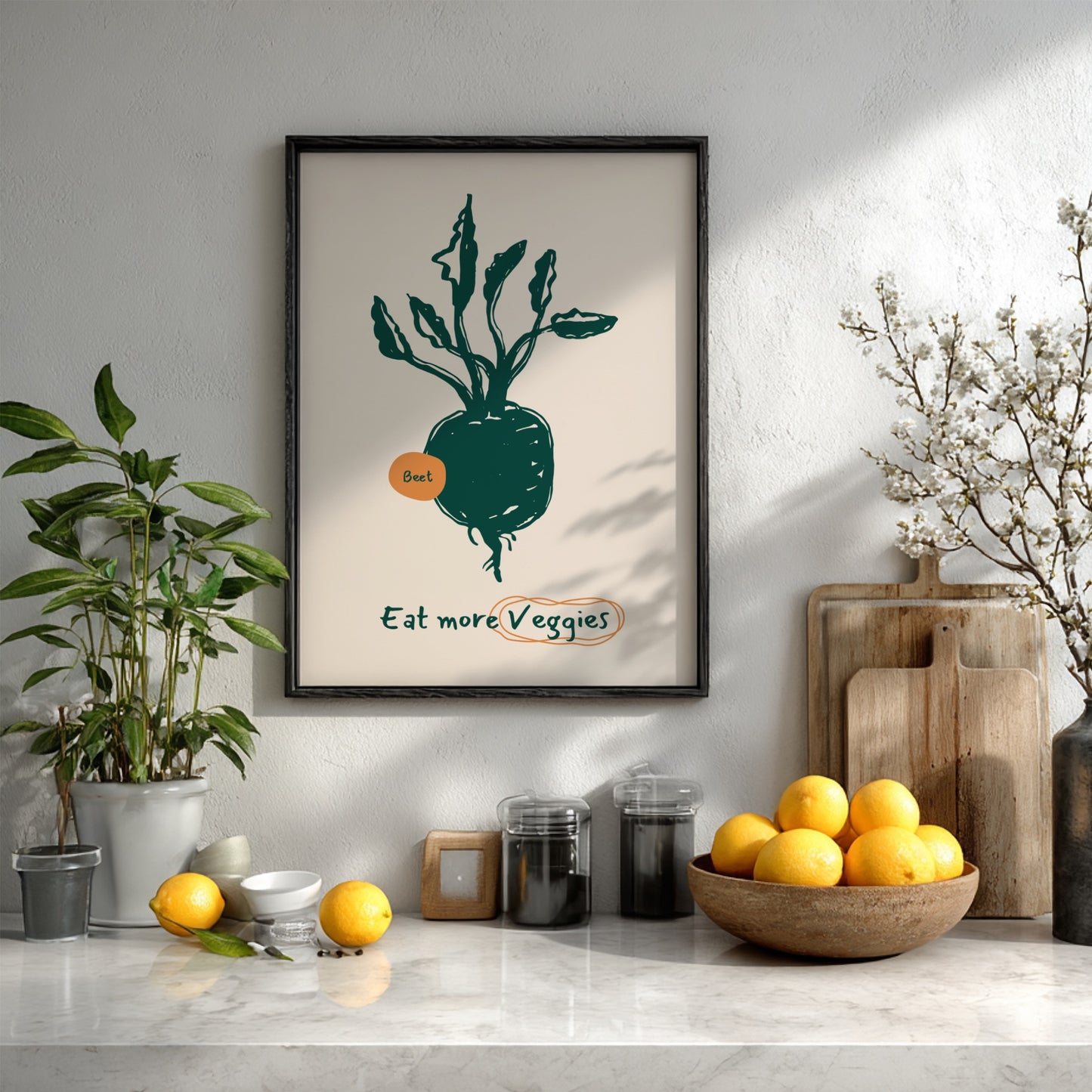 Eat More Veggies - Beetroot Poster | Vibrant Vegetable Wall Art Print