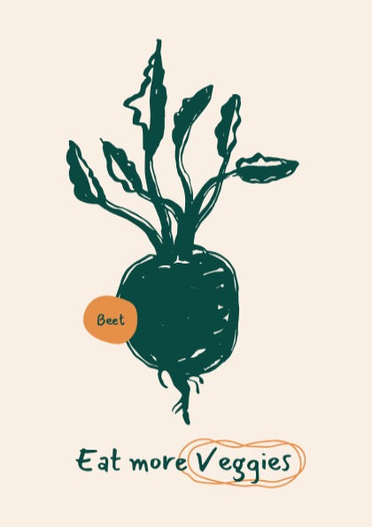 Eat More Veggies - Beetroot Poster | Vibrant Vegetable Wall Art Print