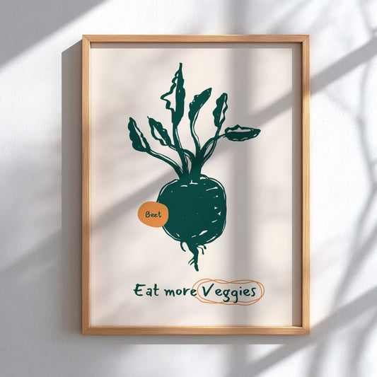Eat More Veggies - Beetroot Poster | Vibrant Vegetable Wall Art Print