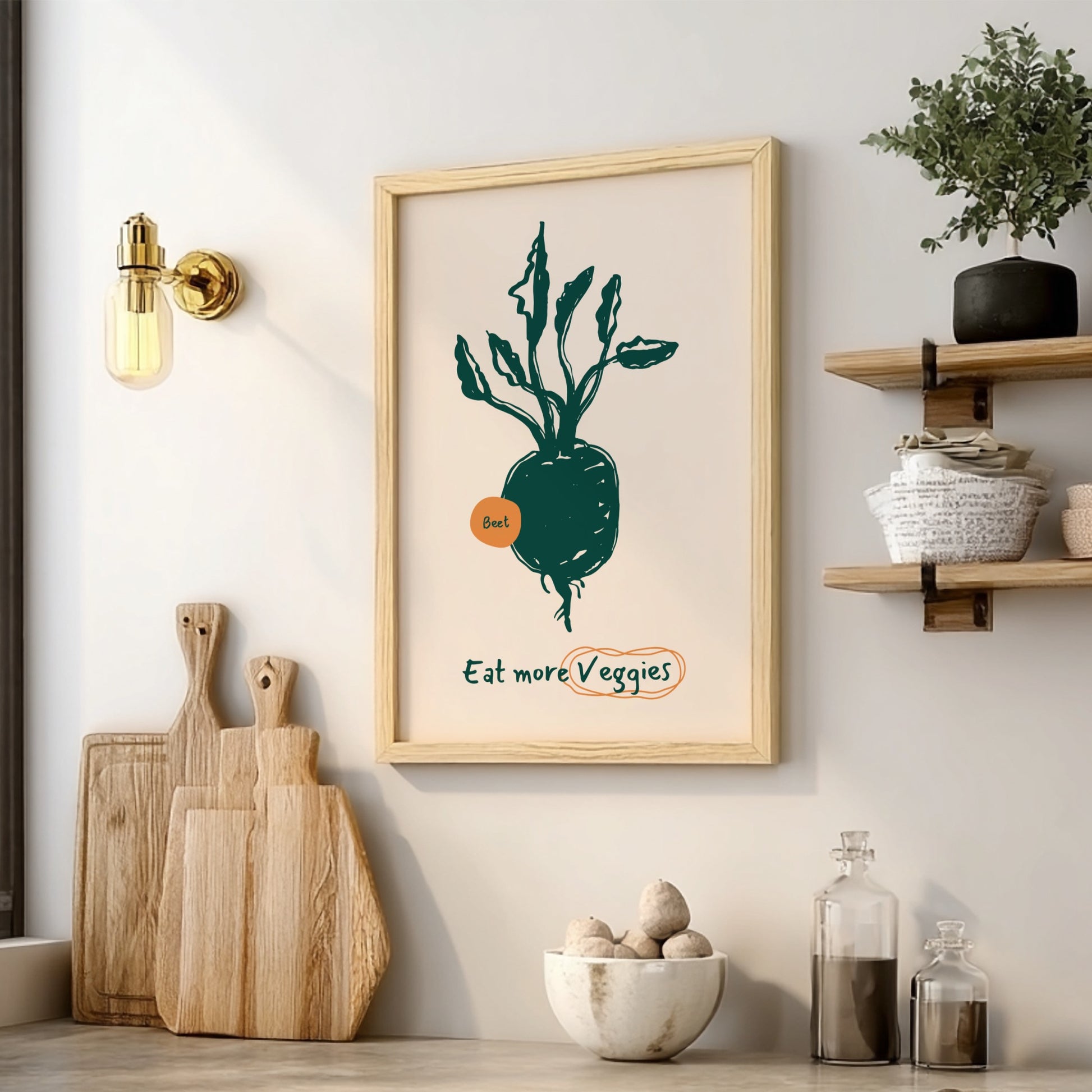 Eat More Veggies - Beetroot Poster | Vibrant Vegetable Wall Art Print