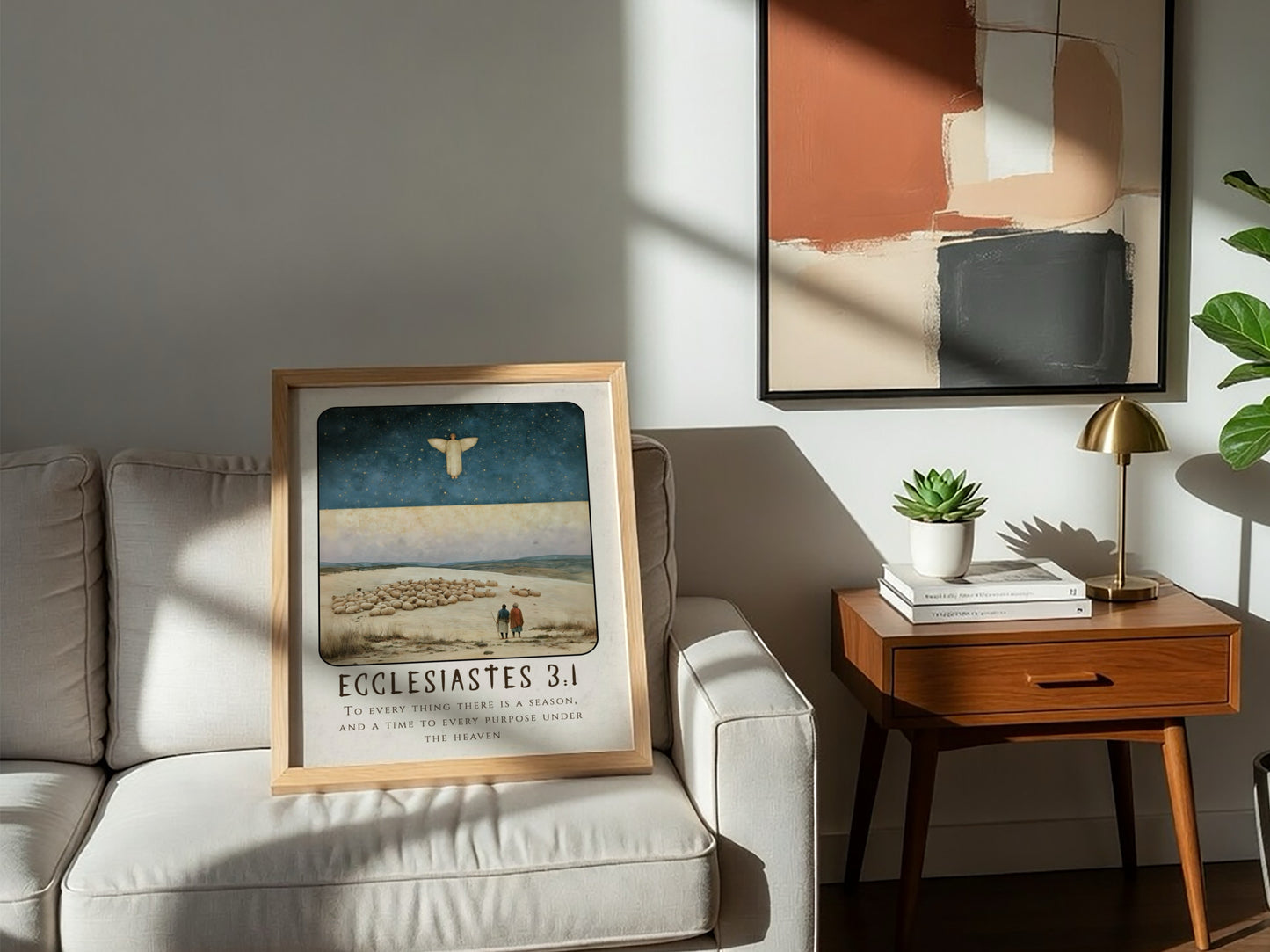 Ecclesiastes 3:1 poster featuring celestial sky and serene landscape, perfect for religious decor and
