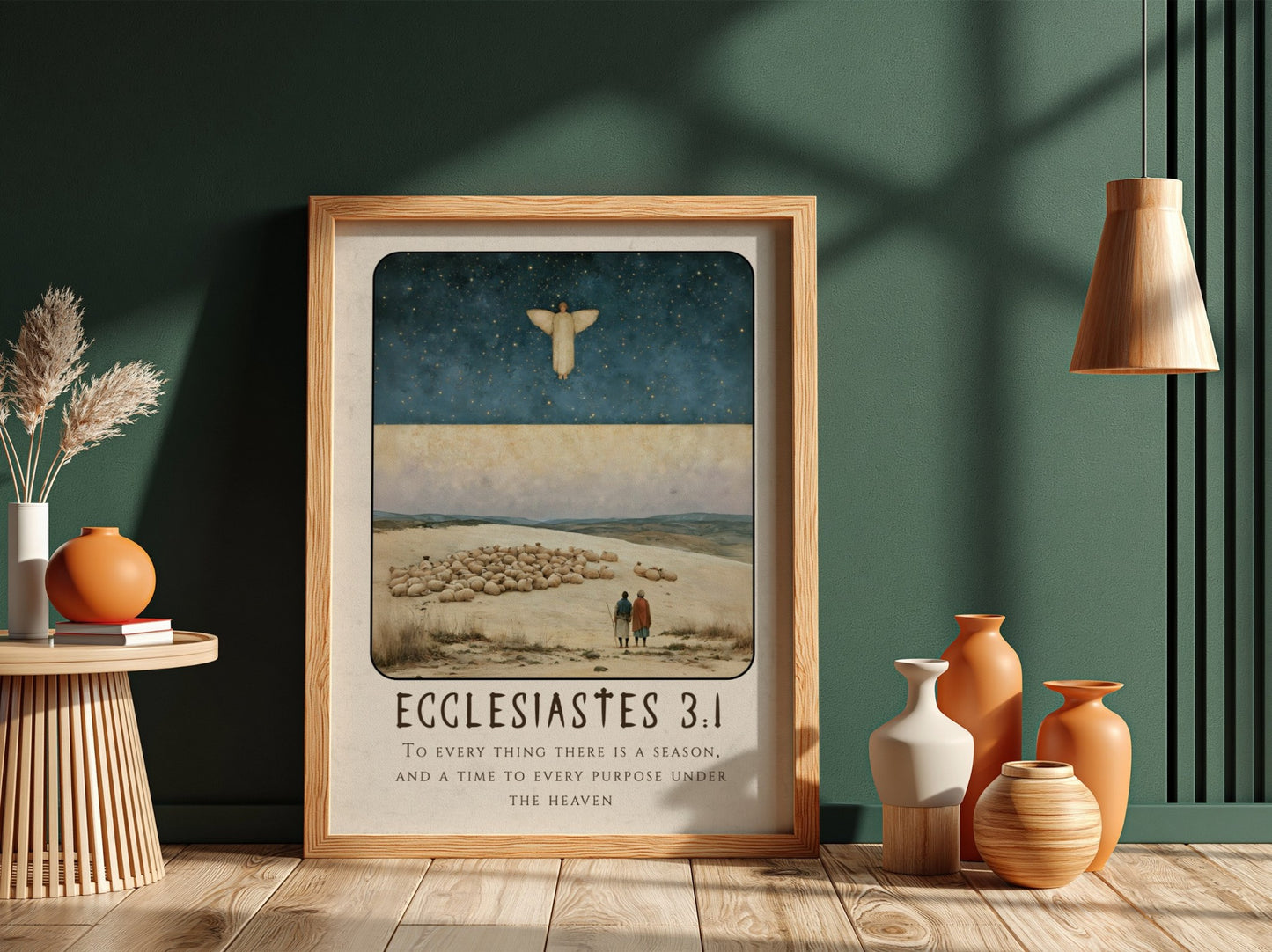 Ecclesiastes 3:1 poster featuring celestial sky and serene landscape, perfect for religious decor and