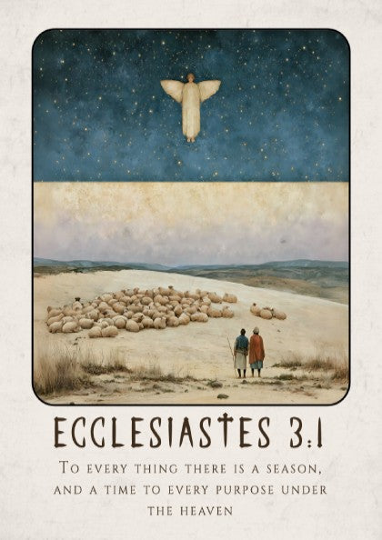 Ecclesiastes 3:1 poster featuring celestial sky and serene landscape, perfect for religious decor and