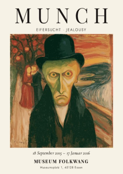 Edvard Munch poster featuring Eifersucht Jealousy with expressive colors and emotional depth
