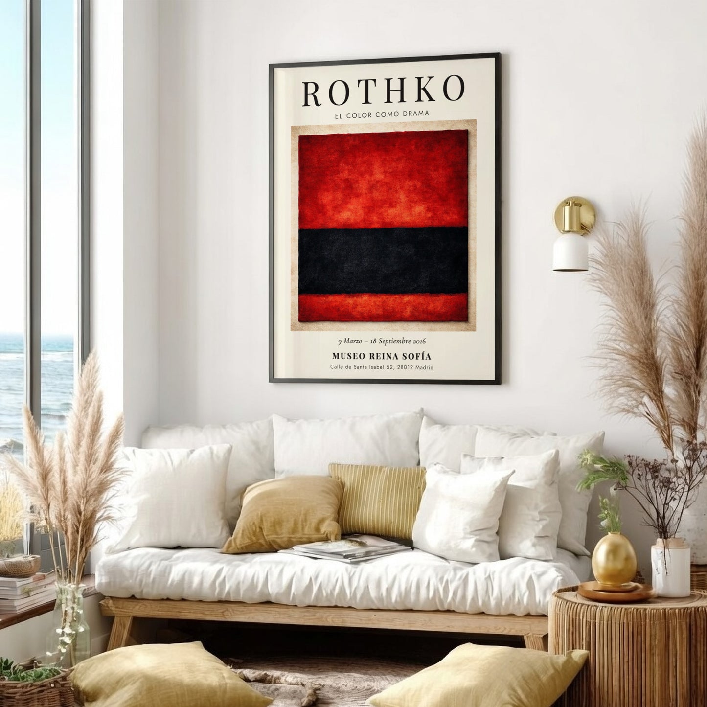 Wall art poster featuring Mark Rothko’s El Color Como Drama with red and black blocks.