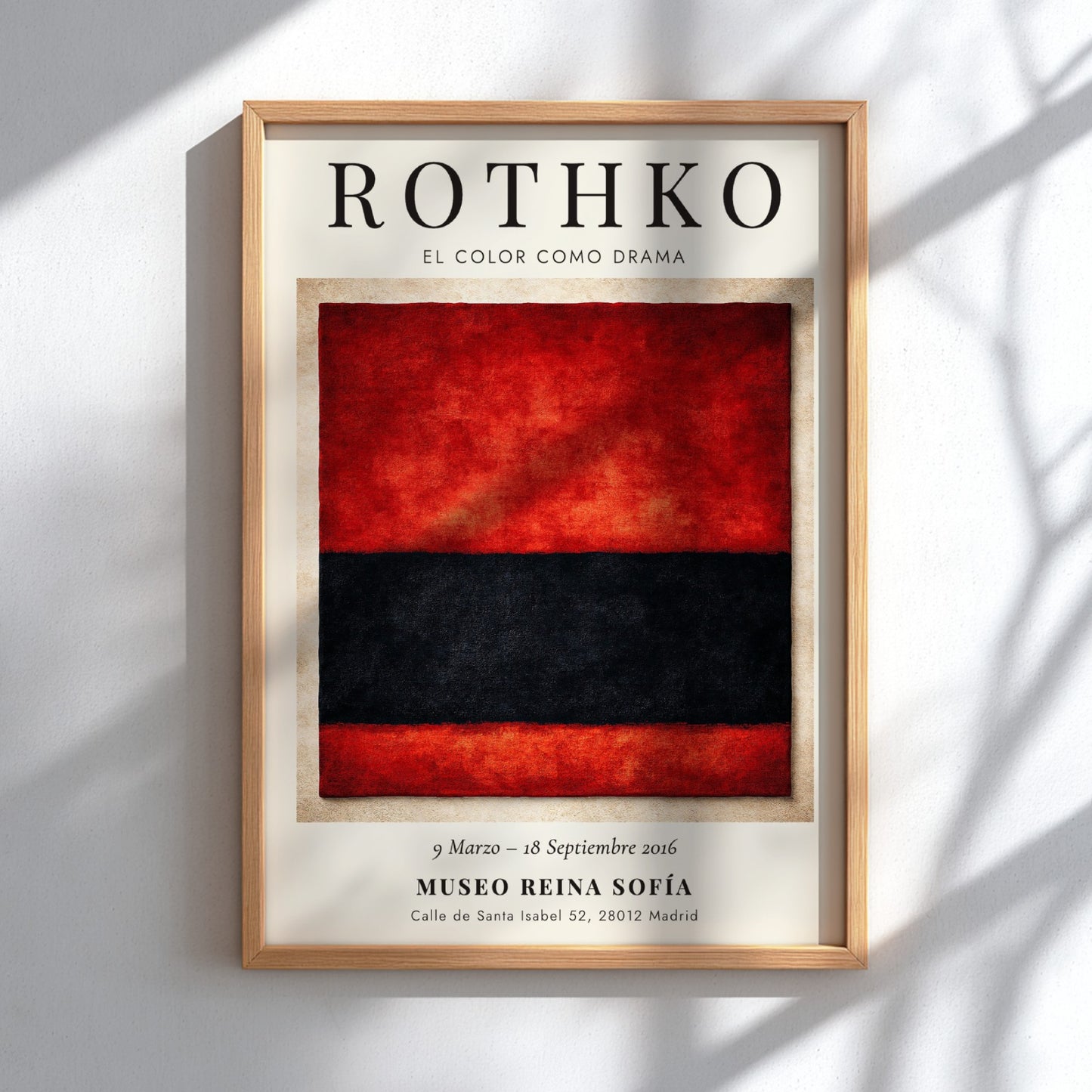 Wall art poster featuring Mark Rothko’s El Color Como Drama with red and black blocks.