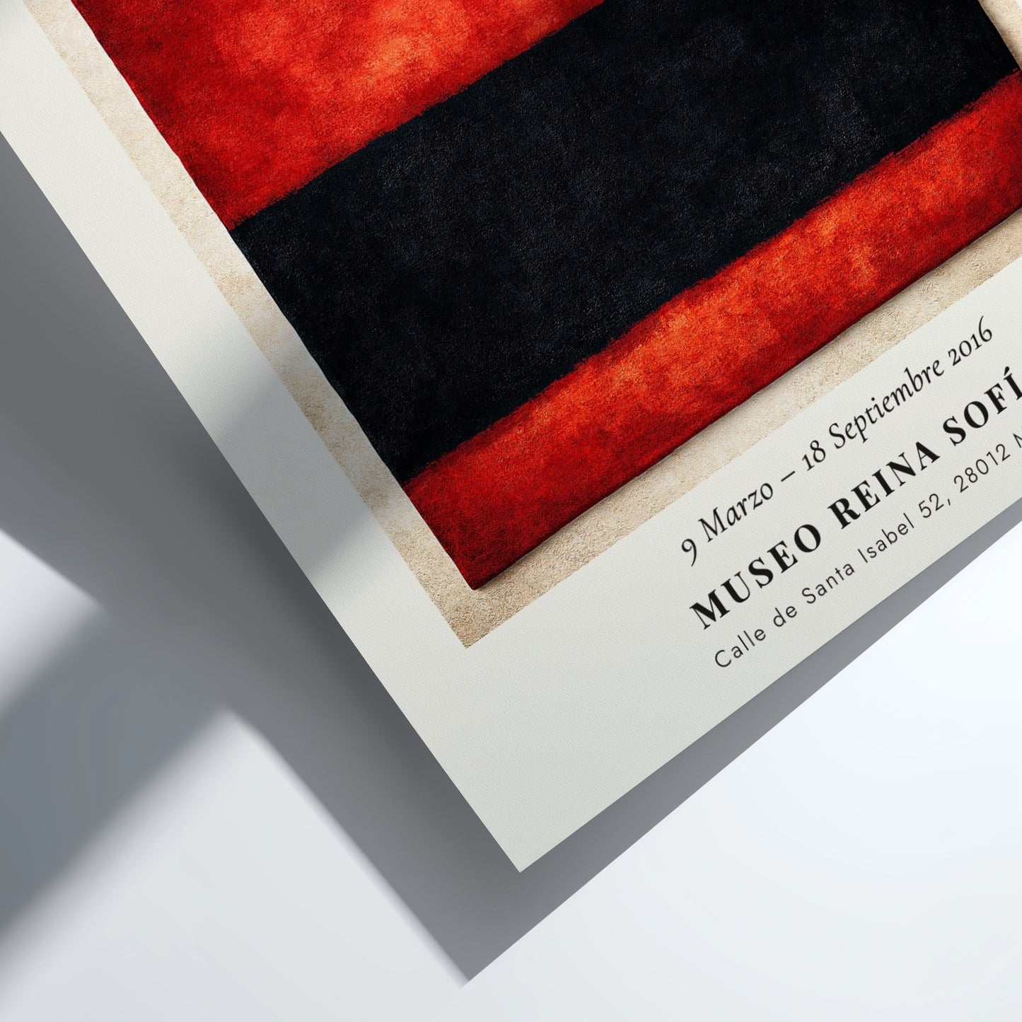 Wall art poster featuring Mark Rothko’s El Color Como Drama with red and black blocks.