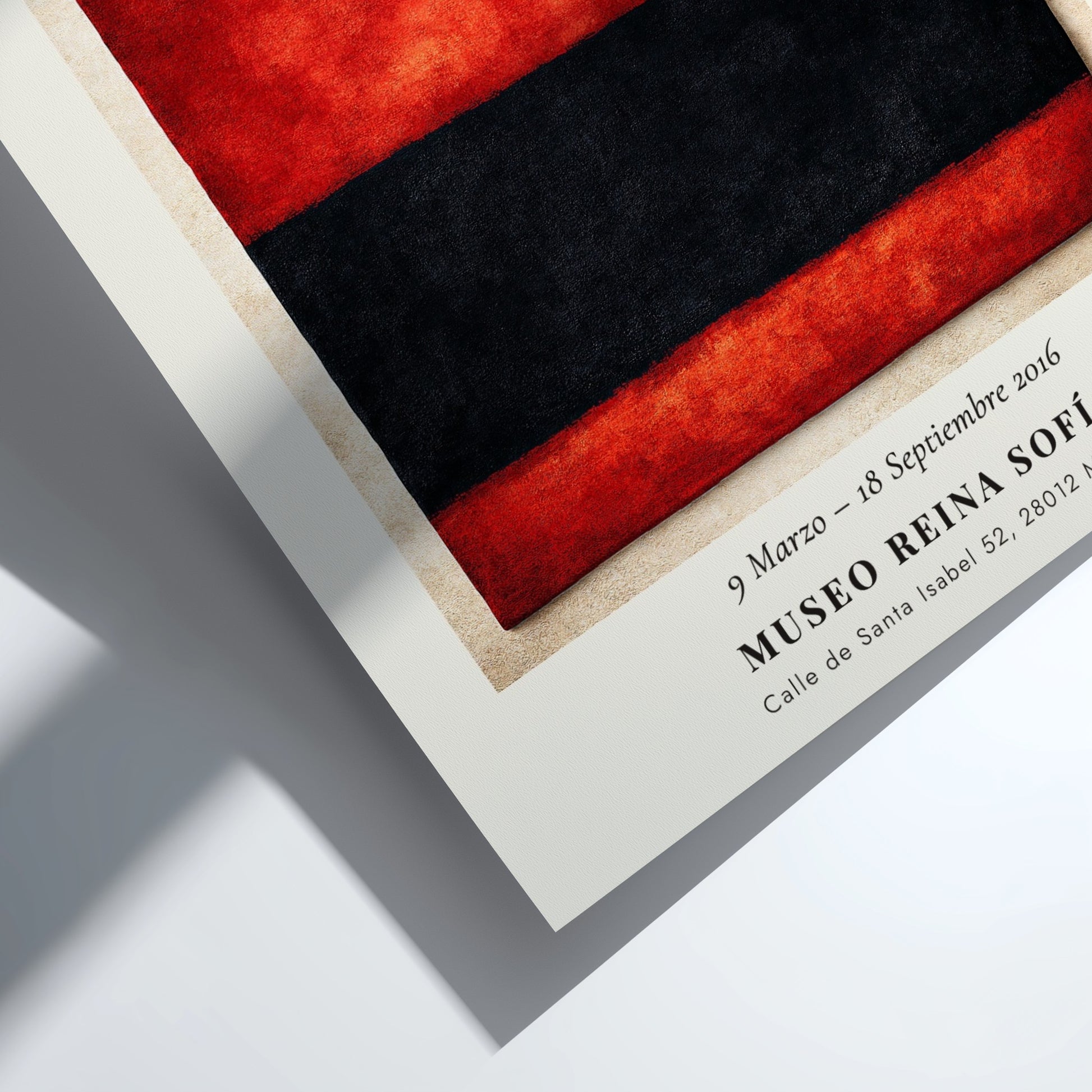 Wall art poster featuring Mark Rothko’s El Color Como Drama with red and black blocks.